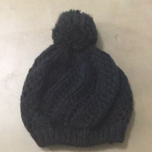 Pom Knit Beanie, dark grey